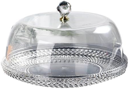 perfk Soporte para Tartas de acrílico con Tapa en Forma de cúpula, Bandeja para Tartas Transparente y Redonda, Soporte para Tartas Cubierto para Cocina, 33 X 33 X 19 Cm