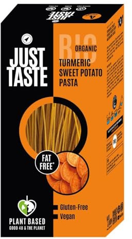JUST TASTE - Bio Süßkartoffel Glas Spaghetti/Capellini - High Carb - 84g Kohlenhydrate - wenig Zucker - Süßkartoffel Nudeln ideal für Sportler, 250g (10er Pack; Alternativ als 2,5kg Big Pack)