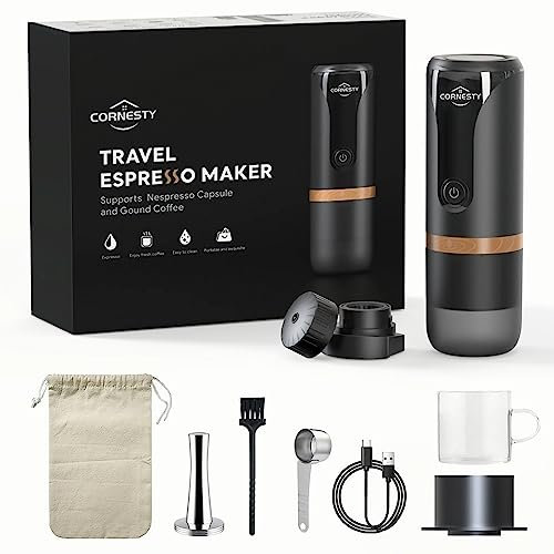 Macchina per caffè Espresso Portatile 9 Bar Pressione Ricaricabile 2 in 1 Piccola Macchina da caffè da Viaggio Compatibile con Capsule caffè macinato Perfetta per Viaggi Campeggio