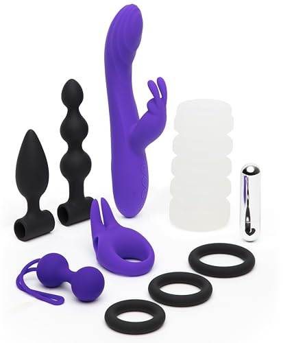 Lovehoney Wilder Weekend Couples Sex Toy Kit Dual Stimulation for Couples | Silicone, Anal, Male Masturbator, Cock Rings & Kegal Balls, 10 Piece Set, Silicone Rabbit & Bullet Vibrators for Women
