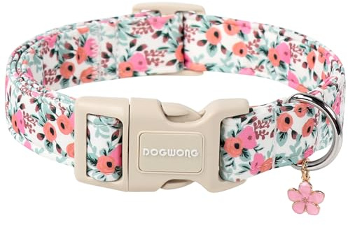 DOGWONG Hundehalsband, Hunde Halsband für Kleine Mittlere und Große Hundes, Komfort Gemustertes Hundehalsbänder Verstellbares, Rosa Rose Hunde Kragen XS