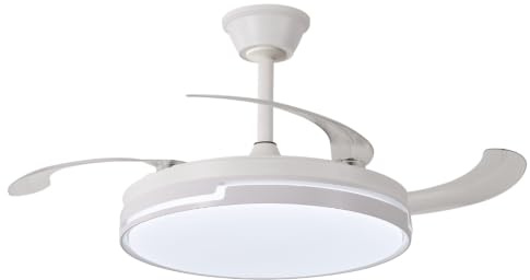 NARVI Ventilador de Techo | Control Remoto | 3 Palas Transparentes | Iluminación LED Ajustable 60W| Motor DC Eficiente | Función Invierno/Verano | Blanco