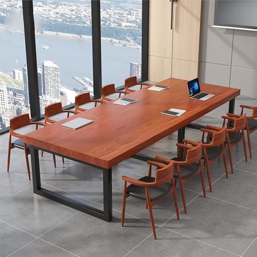 Tavolo da Conferenza in Legno, Tavolo Ufficio in Stile Industriale, Scrivania Lunga, Gambe in Metallo Nero, Adatto per Ristoranti, Cucine e Uffici, può Ospitare da 5 a 10 Persone(Red,120x60x75cm/47x24