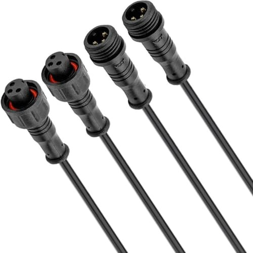 RUNCCI-YUN 2 Pairs 3 Pin waterproof connector,Male Female Plug 3 Pin IP67 M12 waterproof Electrical Connectors with 22AWG 20CM Extension Cable for Car, Truck, Boat, Indoor/Outdoor LED Strip Lights