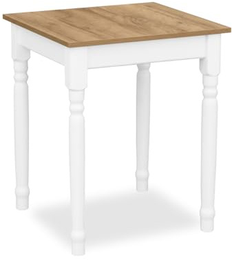 Metdrew Esstisch aus Holz | küchentisch 60x60 | Tisch mit dekorativen Beinen | Esstisch für 2 Personen | Tisch klein küche | skandinavisch | küchentisch weiß | Tischplatte: Craft Eiche Gold