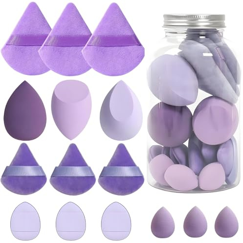 EUDUQ 15 Stück Make up Schwamm Set,Beauty Blender Medium Make Up ei Dreieck Makeup Puderquaste Kosmetik Schwämmchen Waschbar Sponge Abschminkpads für Flüssigkeit Foundation Puder Sonnenschutz