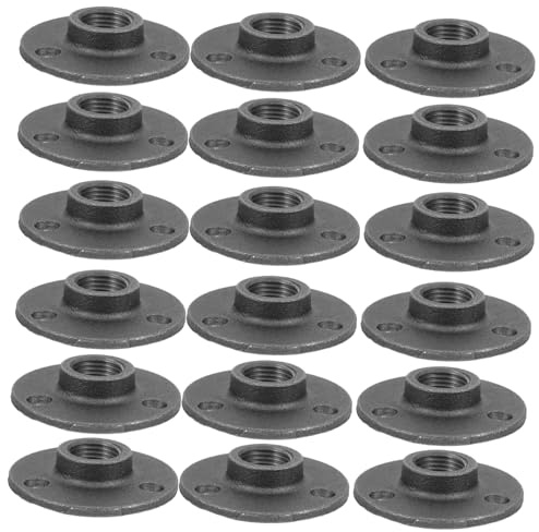 HOMSFOU 20 bridas industriales de hierro fundido con base fija roscada para fontanería retro, estilo vintage, accesorios de soporte de pared y esquina
