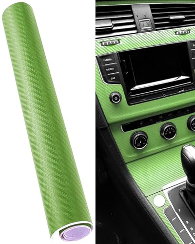 TPZORJX 1 rollo de lámina de carbono 7D, lámina para automóviles 150 x 30 cm, lámina autoadhesiva de vinilo para automóviles, lámina protectora de carbono para automóviles, lámina de fibra，Vert