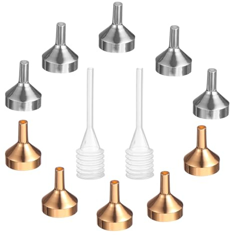 Homoyoyo 12Pcs/Set Mini Funnels Mini Dropper 0.98X0.71X0.16In Oxidation Aluminum Funnels Construction Transferring Liquid Refilling Bottles for Science Classrooms and Sample Bottle