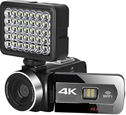 Fotocamera digitale, Videocamere Web digitali professionali HD for videocamera 4K for la fotografia Videoregistratore con messa a fuoco automatica zoom 18X Vlog(128G SD Card,With Fill In Light)