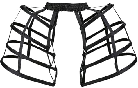 FINGERINSPIRE Gonna a Cerchio con Gabbia Larga 75cm Sottoveste Lolita con Struttura in Acciaio Sottoveste Nera a Gabbia per Uccelli con Elastico in Vita Accessorio per Abiti in Stile Vittoriano