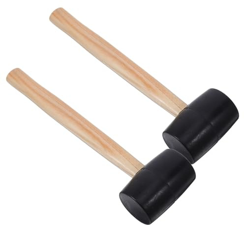 VILLFUL Gummihammer mit Holzgriff 2 Stück Leichter Kleiner Campinghammer für Bodenverlegung Fliesenarbeiten und Holzmontage