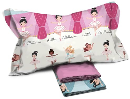 Novia - Completo di Lenzuola Letto Singolo per ragazzi - Linea Fantasy Ballerina. Materiale 100% Cotone, confortevole e piacevole sulla pelle