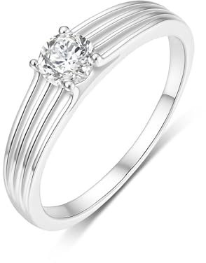 Moissanite Ring Weißgold, Eheringe Frau 4 Schichten 9K Weißgold Engagement Ring