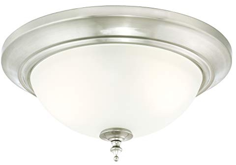 63056 Lámpara de techo de 33 cm para interiores, acabado en níquel cepillado con cristal esmerilado