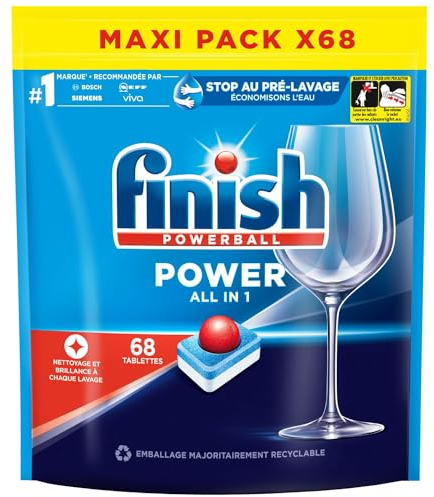 Finish - Pastiglie per lavastoviglie Powerball All in One Max, 68 pastiglie per lavastoviglie