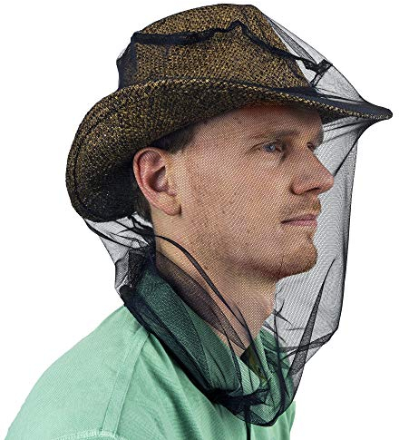 Rete antizanzare per la testa contro insetti, mosche e zanzare - Rete di qualità per viaggi, campeggio, giardinaggio, safari e pesca - Adatta a tutti i tipi di cappelli per uomini e donne