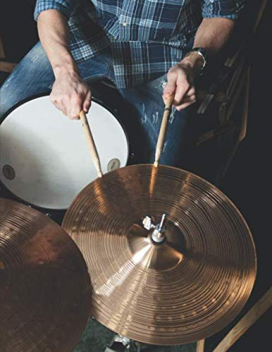 Notenheft: Das Notenbuch für alle Schlagzeuger ♦ über 100 blanko Seiten im A4 Format zum niederschreiben deiner besten Songs und Lieder ♦ Motiv: Schlagzeug 4