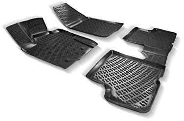 Rizline Passgenau 3D Fussmatten Auto Kompatibel mit Skoda Octavia 3 Gen 2013-2020 Auto Zubehör 1. und 2. Reihe Gummimatten Autos TPE Allwetter Geruchlos rutschfest Vorne & Hinten Schwarz