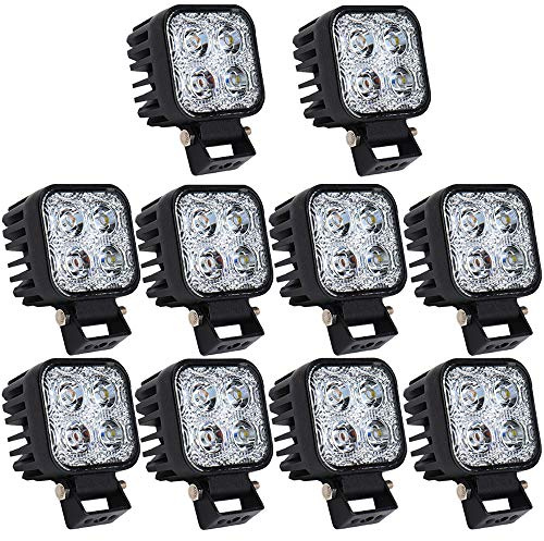 Greenmigo 10 Stück 12W LED Arbeitsscheinwerfer,12V 24V Zusatzscheinwerfer,Wasserdicht IP67 Scheinwerfer,Rückfahrscheinwerfer für Auto,Traktor,Offroad,PKW,KFZ(12 watt)