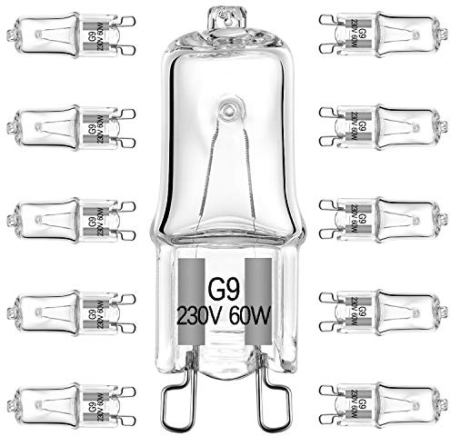 EKSAVE G9 Halogen Bulb 60W 230V 2 Pin Base Replacement Light Bulbs Dimmable Warm White (10 Pack)