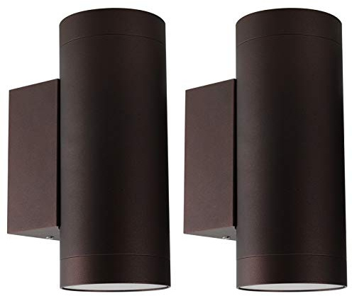 Klighten 2 st utomhusvägglampa IP65 upp och ner utomhus inomhus väggbelysning modern aluminium vägglampa för trädgård ingång korridor innergård, uttag GU10, glödlampa ingår inte, brons