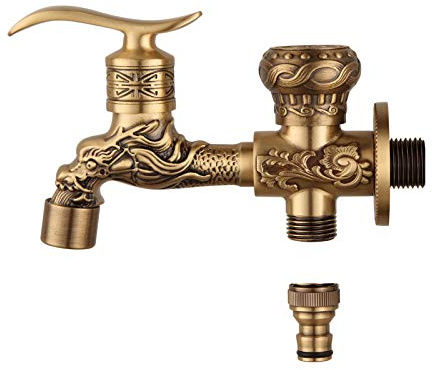 TOLIWEL Wasserhahn, Antik-Kupfer, Drache, Doppelausgang