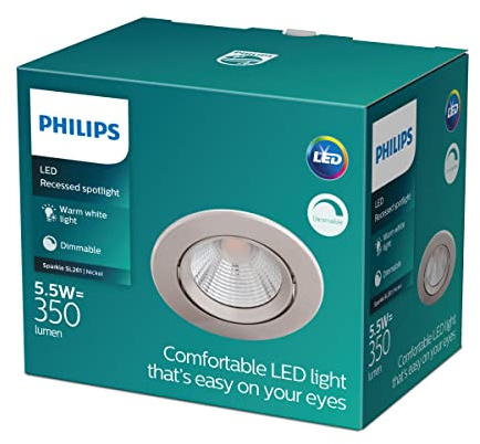 Philips LED Einbauspot Sparkle, nickel, 5,5W, dimmbar, warmweißes Licht (2.700K)