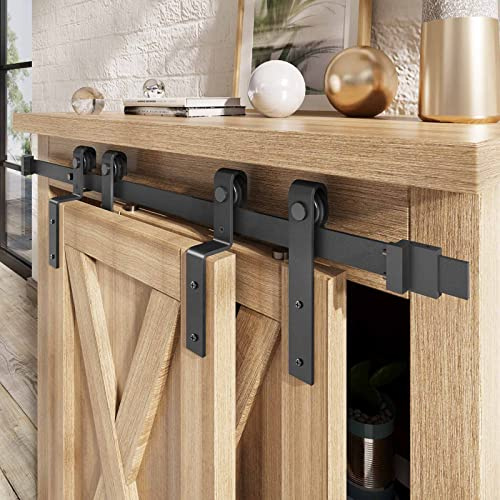EaseLife Mini-Schrank-Bypass-Doppel-Schiebetür-Hardware-Set, einfache Installation, reibungsloses Gleiten, für Fenster, TV-Ständer und andere Abschirmungen (kein Schrank)