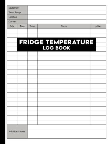 Fridge Temperature Log Book: Freezer Temperature Monitoring Journal For Kitchens, Restaurants, Catering and Personal Use.