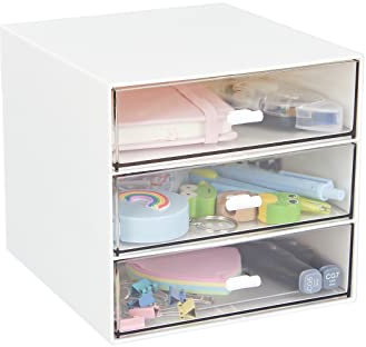 Schreibtisch-Organizer mit 3 Schubladen, transparente Kunststoff-Schreibtisch-Aufbewahrungsbox, Schreibtisch-Organisation für Bürobedarf, Gelstifte, Bleistifte, Marker, Klebeband, Radiergummis