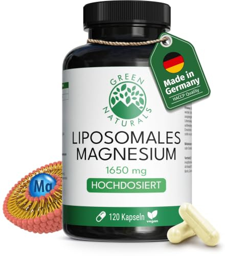 Green Naturals Liposomales Magnesium – 1.650 mg Citrat – 120 Kapseln | 264 mg Magnesium pro Tagesdosis · Mit Sonnenblumenlecithin · Ohne Magnesiumstearat · Laborgeprüft in Deutschland