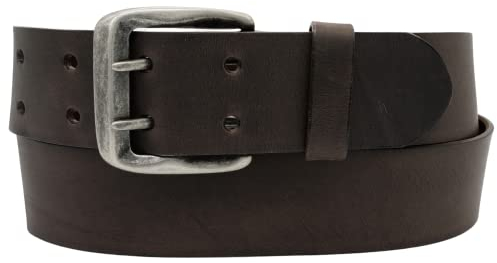 AnnaMatoni Leder Gürtel Herren in Premium Rindleder in Vintage Look mit Doppeldorn Schließe 4,5cm Breit Herren Ledergürtel Echt Leder Gürtel (Mokka 690, TW105-120cm Gesamtlänge)