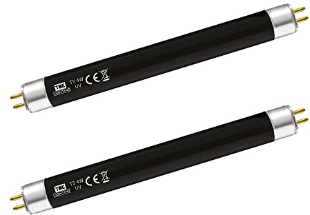 TBE LIGHTING Tubi di controllo banconote T5 4W 150mm,Lampadine CFL,Crea luce ultravioletta UV nera per aiutare nel rilevamento di banconote e passaporti falsi,G5 a 2 pin di base (confezione da 2)