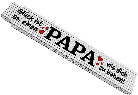 Glück einen Papa wie dich zu haben Meterstab aus Holz ein praktischer Zollstock als schöne Geschenkidee zum Vatertag oder zu Weihnachten für Väter
