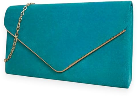 fi9 Damen-Handtasche, einfarbig, Wildleder, Brautschmuck, Abschlussball, Hochzeit, Abend, Party, Geldbörse, Handtasche, medium