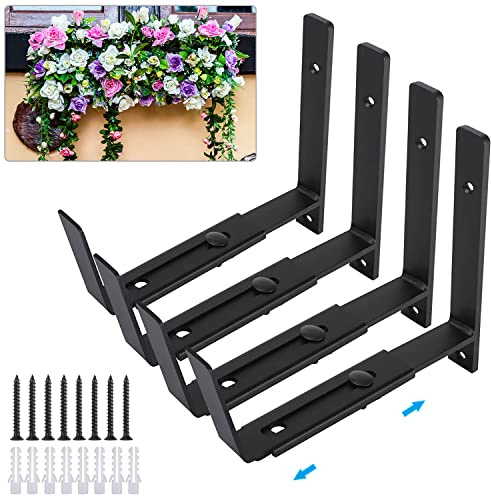Verypejan Flower Window Box Bracket Adjustable Planter Box Bracket,Planter Shelving with Adjustable Size