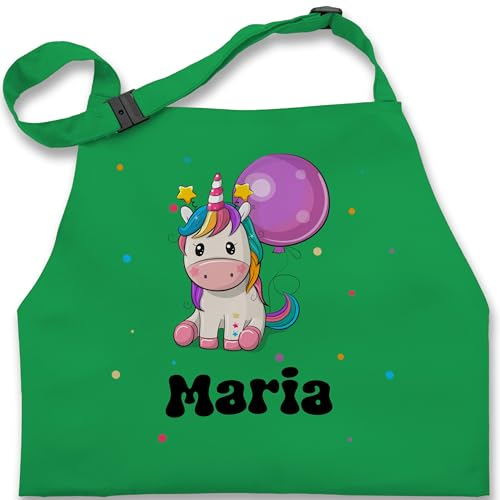 Kinderschürze Schürze Kinder Jungen Mädchen - Geschenk Einhorn personalisiert I Einhörner I Unicorn I Geburtstag - 7-14 Jahre - Grün - kinderbackschürzen einhörnern name kochschürze