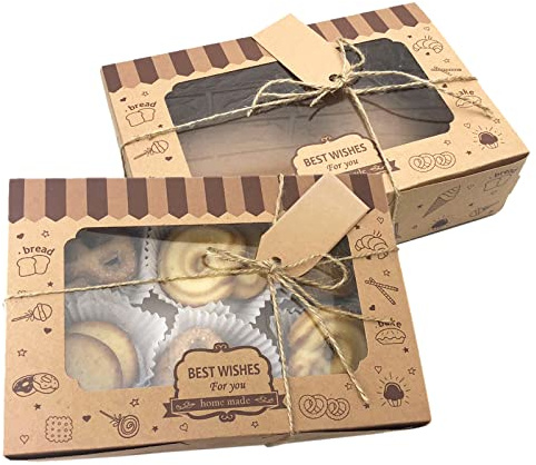 Allbusky 12PCS Bakery Boxes with Window, Cake Boxes, Candy Boxes, Treat Boxes for Biscuits Cookies Desserts Pastries Chocolates Handicrafts Christmas Baby Shower Wedding Party Favors