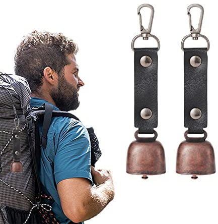 Zceplem Campana Dell'orso Rumorosa,2 Pezzi Campanelli Orso Forte Per Gli Escursionisti,Campana Anti-perso Per Cani Con Cinghia In Pelle PU Resistente,Rumorista Per L'escursionismo,La Bicicletta,Nero