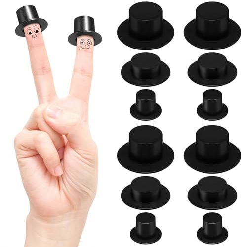 Toddmomy 60 Stück Schwarze Mini-Zylinder Miniatur-Zylinder Aus Kunststoff Schneemann-Hüte Für Heimwerkerbedarf 3 Größen