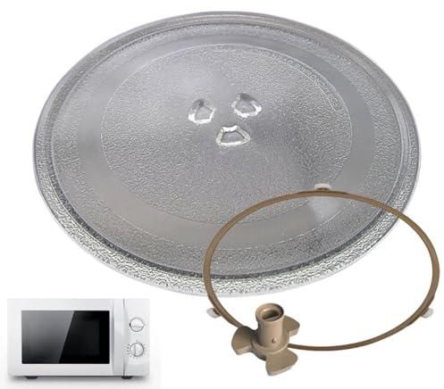 WORDFUN Mikrowellenteller, 24.5/25.5/27/31.5cm Glasteller Drehteller Ersatz Teller, Drehteller Für Mikrowelle, Mikrowellenteller Drehscheibe, Teller Glasteller, Koppler, Drehring