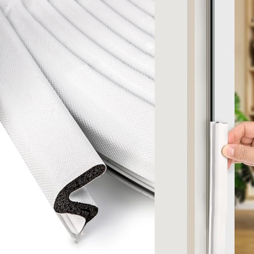 Jucoan 40Ft/12M Door Weather Stripping Seal Strip, Soundproof V-Shaped Foam Weatherstripping Kerf Door Seal Strip for Exterior Door Frame Window, Easy Card Slot Installation