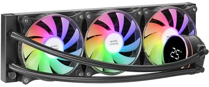 Mars Gaming MLLCD360, Refroidissement Liquide AIO, TDP 600W, 3x Ventilateurs FDB ARGB 120mm, Ã‰cran LCD avec Surveillance Température, Pompe Opti-Chamber 3e Gén., Multisocket Universel, Noir