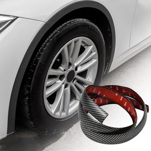XhuangTech 2 Pack Car Wheel Arch Trim, 1.5M x 3.5CM Universal Wheel Fender Lip Mudguards Set, PVC Auto Wheel Tyre Eyebrow Expander Protector, Car Wheel Arch Trim Lip Fender Flares (Carbon Fiber)