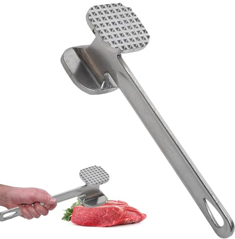 Oykrueats 19cm Fleischklopfer Edelstahl,Schnitzelklopfer mit Rutschfestem Griff,Fleischhammer Doppelseitiger,Zartmacher Spülmaschinenfest,für Schnitzel, Steak, Rindfleisch, Huhn, Schwein