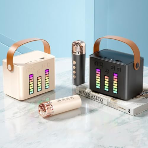 Mini Bluetooth Karaoke Speaker Set with Wireless Microphone - Portable LED Party Speaker for Singing, Home Entertainment, and Outdoor Use for Kids and Adults