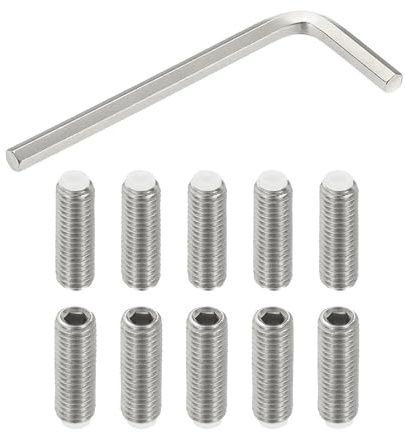 PATIKIL Vis Sans Tête M10x30mm Pointe en Nylon, 10Pcs Boulon à Tête Creuse Hexagonale Métrique en Acier Inoxydable 304, Anti-Dérapant, Entraînement Hexagonal Interne Avec Clé à Molette