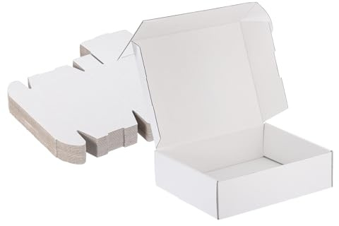 PATIKIL 25 x 20 x 8 cm små fraktlådor, 20 st korrugerad kartong presentaskar för förpackning postförsändelser flyttbara förpackningar små företagslådor vita