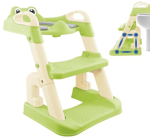 Acunny Sedile WC per bambini, sedile per vasino con scala | Scaletta per sedia da toilette pieghevole per bambini - Sgabello con gradino antiscivolo con paraspruzzi per, ragazzi, bambini